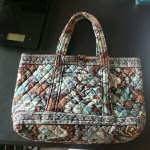 Made In USA Retired Vera Bradley Women’s Java Blue Villager Purse Handbag Tote